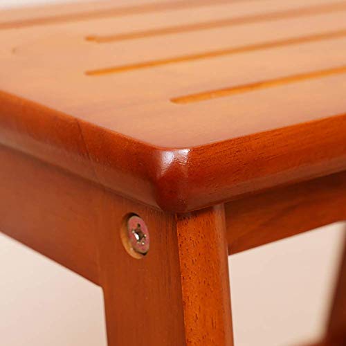 Taburete de escalera de madera maciza plegable con dos peldaños para el hogar 6