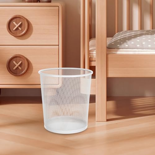 Caneca de basura de malla metálica Hemoton 12L blanca miniatura 7