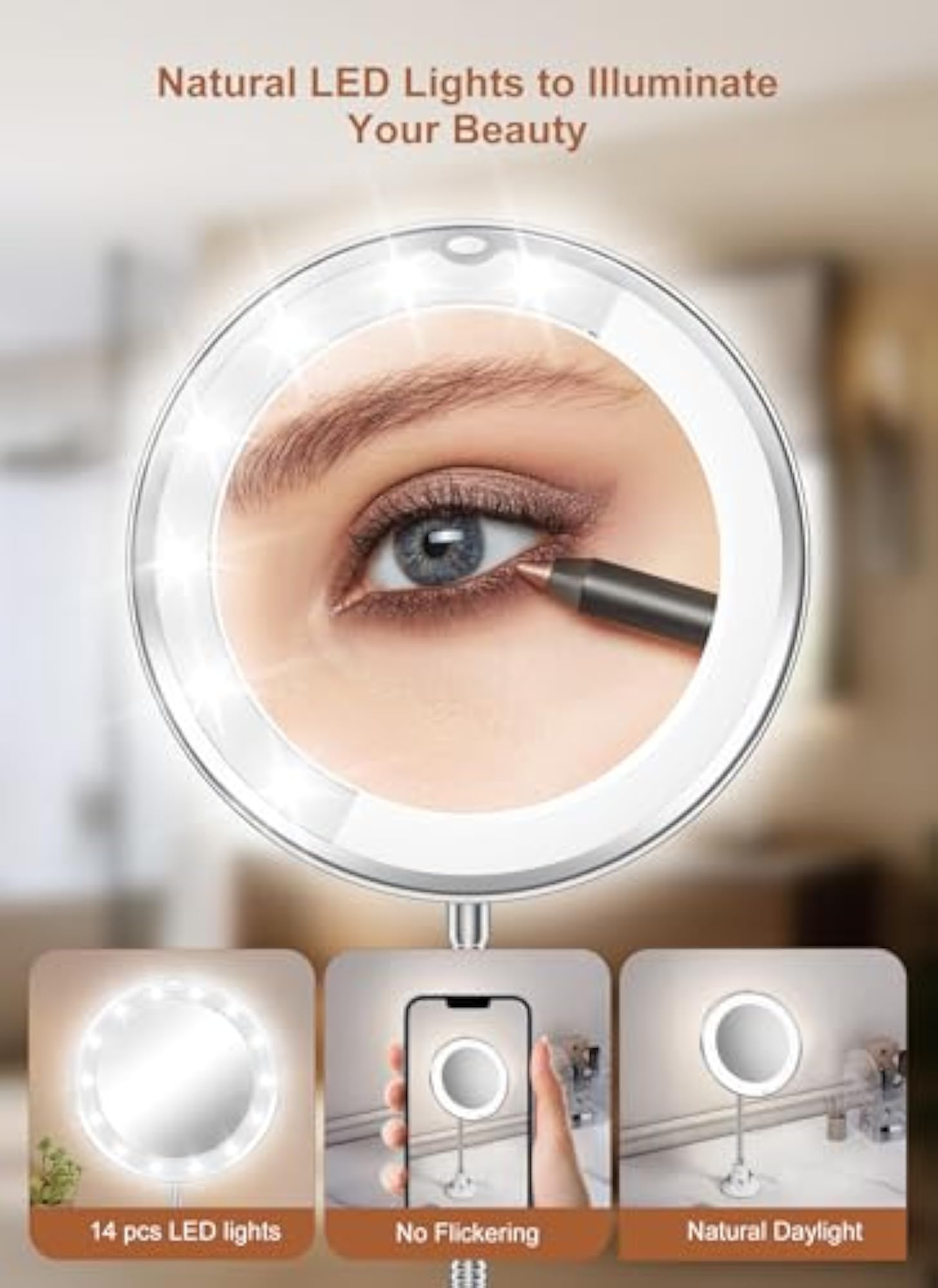 Wall Mounted Light Up Makeup Mirror, Elegant Accessory