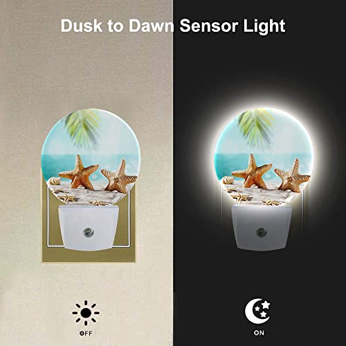 Image of EKOBLA Starfish Night Light, Summer Ocean Coastal Nautical Theme Night Lights Plug Into Wall with Dusk to Dawn Sensor for Kids and Adults Home Decor