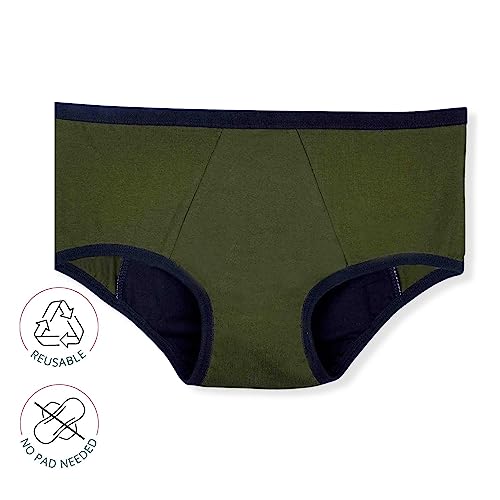 Image of DChica Period Panties Medium to Heavy Flow No Pad Required Anti Microbial | Absorbent Menstrual Underwear | Women & Girls Easy to Wash, Leak-Proof, Reusable Period Briefs (1 Pc) Color /Pattern May Vary