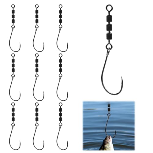 10 Stück Rotate Fishing Rig Hooks, Angelhaken für Forellen Angeln, Forellen Haken Angeln, 6# Wirbel Angelnhaken für Meeresangeln und Süßwasserangeln