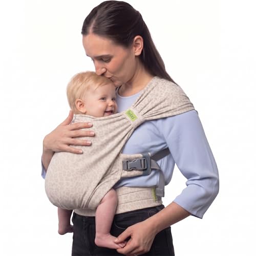 Image of Boba Bliss Pre-Wrapped Baby Carrier with Buckle - Newborn to 7-35 lbs Light, Breathable & Easy to Adjust Hybrid Infant Sling & Toddler Carrier - Certified Hip-Healthy for 0-18 Months - Sand Leopard