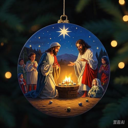 Nativity Ornaments for Christmas Tree - Christian Gifts for Women Nativity Scene Stocking Stuffers Religious Gifts for Men Women Xmas Tree Decor