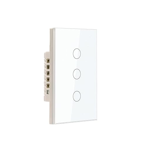 Interruptor de luz de pared inteligente WiFi, control múltiple de 3 vías, interruptor táctil Wi-Fi de 2.4 GHz, requiere cable neutro, se adapta con