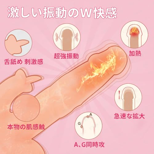 ディルド 電動 バイブ 女性用【7種強力舌舐め+10種類ピストン 振動+高速伸縮回転+遠隔操作】二点同時責め 全長20.5CM Gスポット刺激ピストン ローター 電マ バイブレーター リモコンバイブ 遠隔操作10M 强力吸盤付き 完全防水 大人のおもちゃ 電動マッサージ アダルトグッズ - 画像2