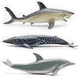 Gemini&Genius Whale Shark Animals Action Figure Toys for Kids (Dolphin, Tiger Shark, Whale Shark)