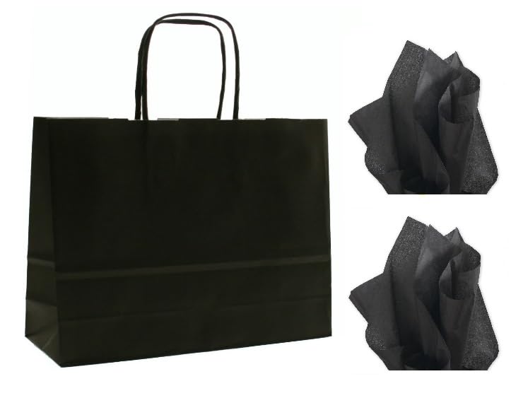 Black Landscape Large Paper Party Gift Bags - Boutique Shop Bag & Tissue Wrap (12)