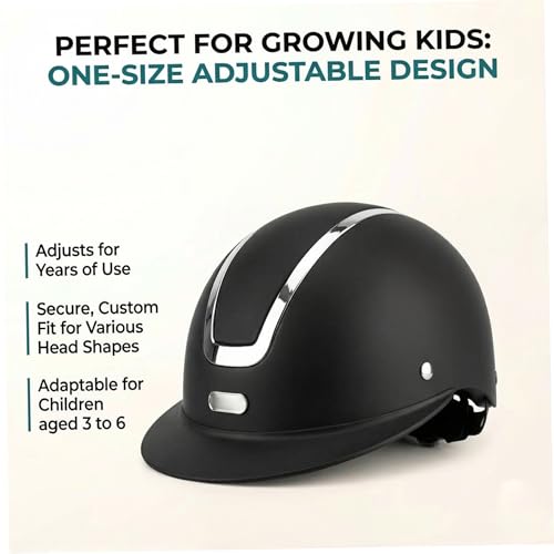 Casco de equitación para niños de 48-52 cm en negro mate 4