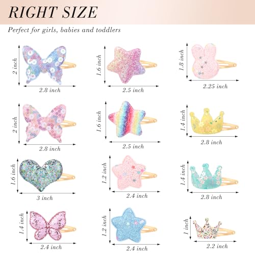 image for obeoby 24 Pack Toddler Hair Clips for Girls, Star Crown Butterfly Shap
