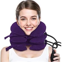 Neck Stretcher, Cervical Traction Device, Neck Traction Device, Cervical Neck Traction Device for Neck Pain Relief, Adjustable Inflatable Neck Brace, Neck Decompression Home Use Purple