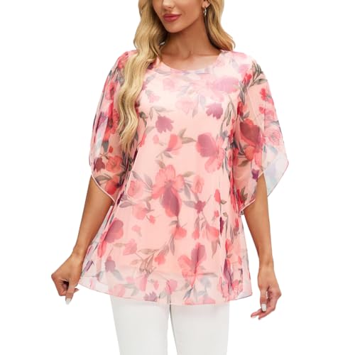OKSakady Femmes Summer Top plissé Mousseline de Soie lâche Fluide Modal Doublure Double Top...