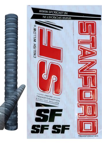 Image of Cottontail Cricket Bat Sticker & Grip Combo English Willow 3D Embossed | Protection Accessories Scuff tape Ring Chevron Grip STANDRSF