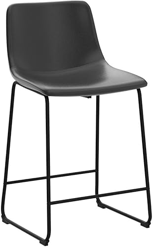 Miniatura 5 de Waleaf Juego de 2 taburetes de bar de 26 pulgadas, taburetes de bar de altura de mostrador con respaldo, taburetes modernos de piel sintética con