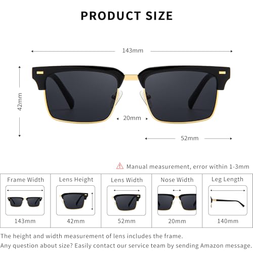 SUNGAIT Classic Half Frame Sunglasses Men Womens Retro Rimless Sun Glasses Vintage Style Driving Sunglasses for Men Women3