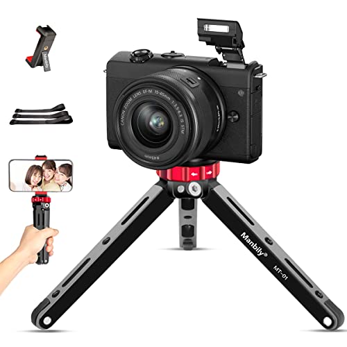 Trépied Smartphone Manbily, Mini trépied Portable pour Appareil Photo, Selfie Trépied de Voyage avec Adaptateur Téléphone pour Phones, Camera, Gopro, l'enregistrement vidéo, Poids Maximal 80kg(MT-01) Cover