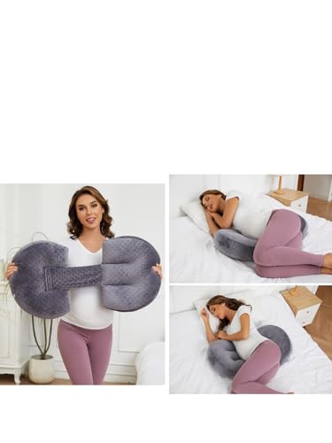 Image of Portable Pregnancy Pillow - W Shaped Maternity Support for Side Sleepers, Adjustable Travel Wedge Pillow for Back, Belly, and Hip Relief, Ideal for Pregnant Women, Deep Grey
