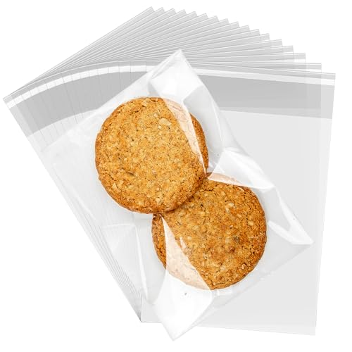 Labeol 400pcs Cellophane Bags 4x6 Self Sealing Cookie Bags for Packaging Cellophane Treat Bags Clear Plastic Bags for Candy Snack Homemade Cookie Gift Party Favor Treat
