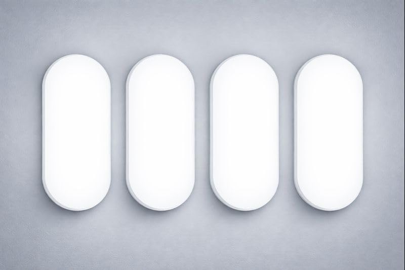 Image of OLIPS LED Bulkhead Light IP54 Waterproof Indoor /Outdoor Wall & Ceiling Light - Weatherproof, Shock Proof, Slim Plastic Surface-Mounted Fixture (10 WATT (Cool White), 4)