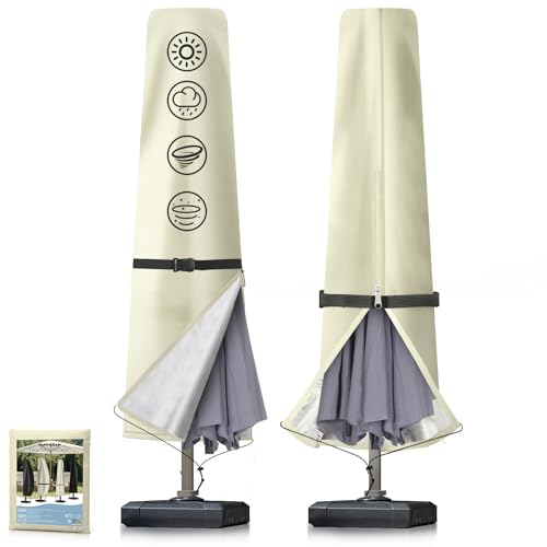 Funda Protectora para Sombrilla, 600D Oxford Impermeable Funda Protectora para Parasol de Ø 2 a 3m Sombrilla Funda para Sombrilla de Playa, Fundas de Sombrillas Grandes 190x30/40/50cm