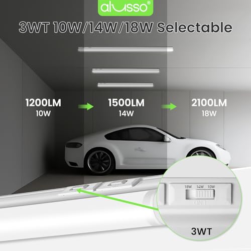 Image of ALUSSO 10 Pack 4FT LED T5 Shop Lights - Linkable Integrated Fixture, 2100LM, 3‑Color Selectable, 3000K /4000K /6500K Adjustable Color Temperature, Corded Electric T5 Single Fixture for Garage /Workshop