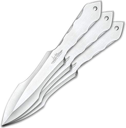 Gil Hibben Gen III Champion Three-Piece Throwing Knife Set With Sheath - One-Piece, Stainless Steel Construction, Double-Edged, Penetrating Point, Lanyard Hole - Perfect for Competitions - Length 11"
