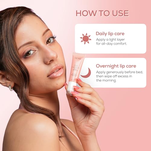 Image of RENEE Pink Therapy PDRN Overnight Lip Repairing & Moisturising Lip Balm For Dry, Chapped Lips | Glossy Finish, Revives Lip Barrier & Improves Elasticity | With Vegan PDRN, Peptides & Ceramides | 10g