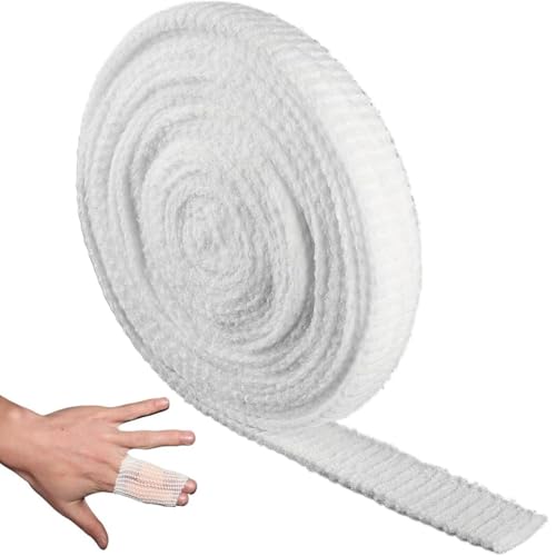 XENQITO 1 Pièces Bandage de Pansement en Filet élastique Bande, Pansement Tubulaire élastique en Filet, Rouleaux de Bandes de Gaze, Fixation Extensible Aide D'urgence pour Doigt 1.5 cm x 2 m