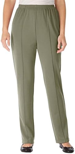 Only Necessities Women's Plus Size Pants in Wrinkle & Stain-Resistant Knit