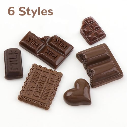 Calkkrer 60 Stück Künstliche Schokoladen, Simulation Schokolade, Resin Schokoladen Cabochons, Süßigkeiten Deko, Künstliche Süßigkeiten, Schokoladen Modell