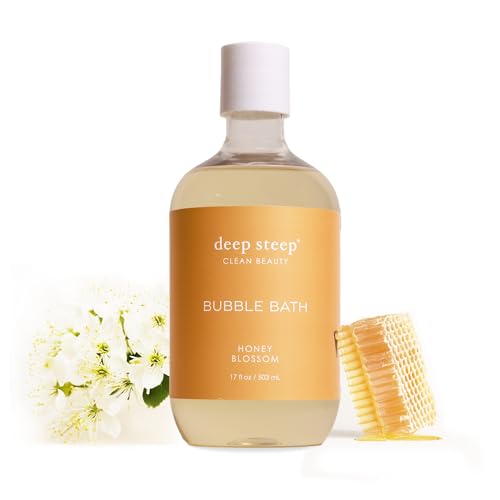 Deep Steep Honey Blossom Bubble Bath for Women, Hypoallergenic, Clinically Tested, Clean Formula for Sensitive Skin, Sulfate-Free, 17 fl oz Bottle, Essential Bath Accessories