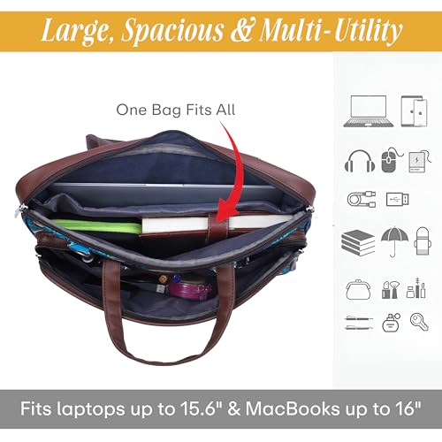 Image of Protecta Stride Floral Printed Laptop Messenger Bag for Men and Women for Office 16 inch Use Macbook Office Briefcase Bag Print Padded Sleeve Straps Durable Design Lightweight 18L Art Deco Print