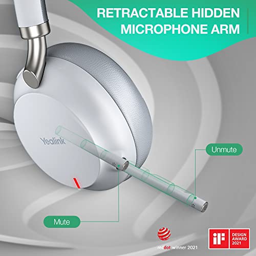Yealink Bh72 Bluetooth Headset With Charging Stand Wireless Headset With Microphone Noise Canceling Mic Teams Zoom Certified For Ip Voip Phone Computer Pc Laptop, Retractable Microphone Arm, Gray #TOP1