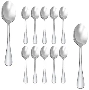 Midox Stainless Steel Spoon, Food Grade Stainless Steel Spoons Set for Home, Kitchen, Bar, Restaurant - Mirror Polished, Dishwasher Safe Set of 12, Medium