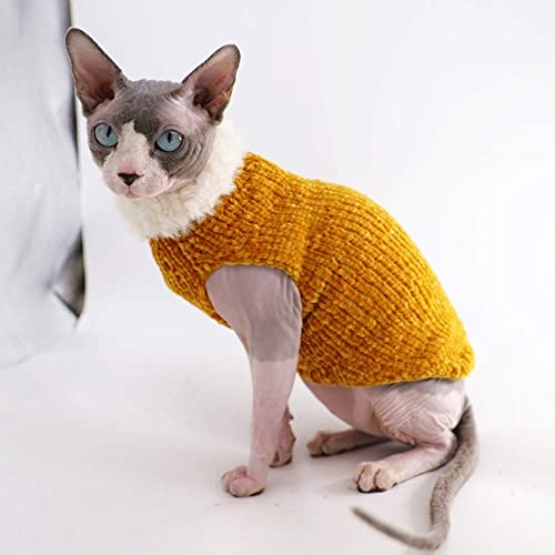 Sphynx Cat Clothes Winter Warm Faux Fur Sweater Outfit, Fashion High Collar Coat For Cats Pajamas For Cats And Small Dogs Apparel, Hairless Cat Shirts Sweaters (Xl (9.9-13.2 Lbs), Ginger) #TOP5