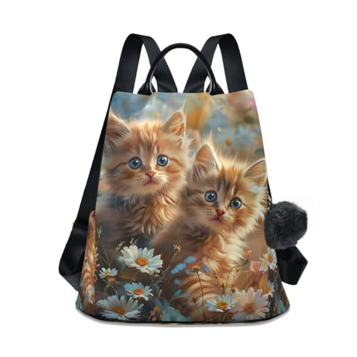 Sac de voyage GAIREG antivol femme avec pompon motif chatons en fleurs