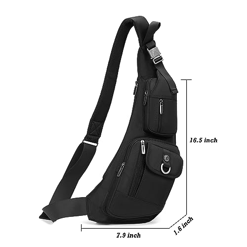 Image of NICGID Sling Bag Chest Shoulder Backpack Crossbody Bags Casual Daypack for Men Women, Black-014, Small, Travel