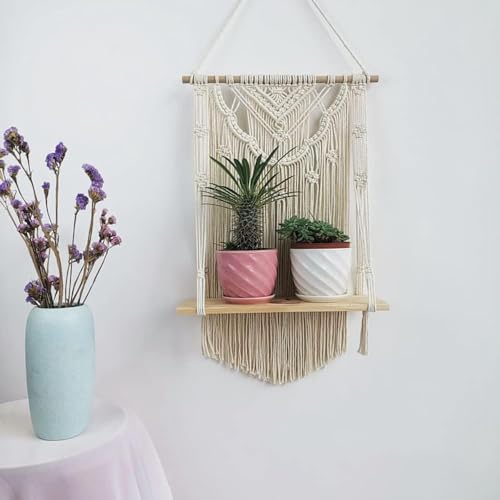 Étagère murale en macramé pour ranger petits objets