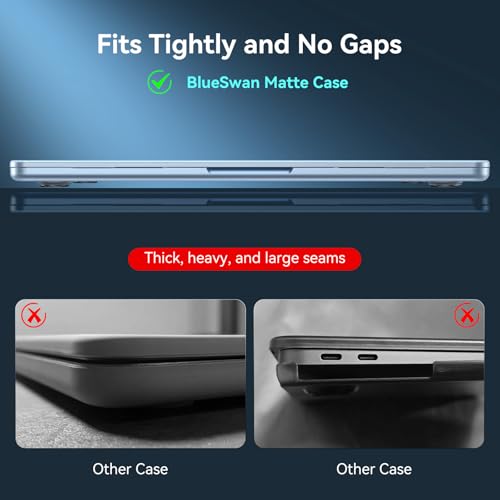 Image of BlueSwan for MacBook Air 13 inch Case, M5-M2 2026-2022 A3240 A3113, 100% Match Official Color, Scratch Resistant, Easy to Snap on, Hard Shell Protective Laptop Cover- Blue