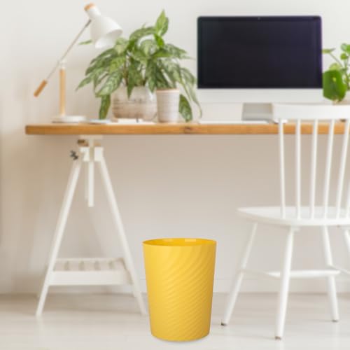 Image of UUJOLY Plastic Small Bathroom Trash Can Wastebasket Garbage Can, Yellow | Sturdy-Easy to Clean, Bathroom, Laundry Room, Kitchen, Office, Kids Room, Dorm, Bedroom, 1.8 Gallon