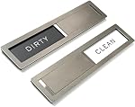 Panneau magnétique propre/sale pour lave-vaisselle, gadget de cuisine pour essentiels d'appartement et cadeaux de registre de mariage - lettres Kubik en acier inoxydable de qualité 304 - bandes adhésives supplémentaires incluses