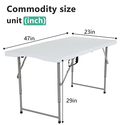 Image of FDW 4FT Folding Table Half Portable Foldable Table Picnic Table for Office Home Camping Party (White, 4 FT)