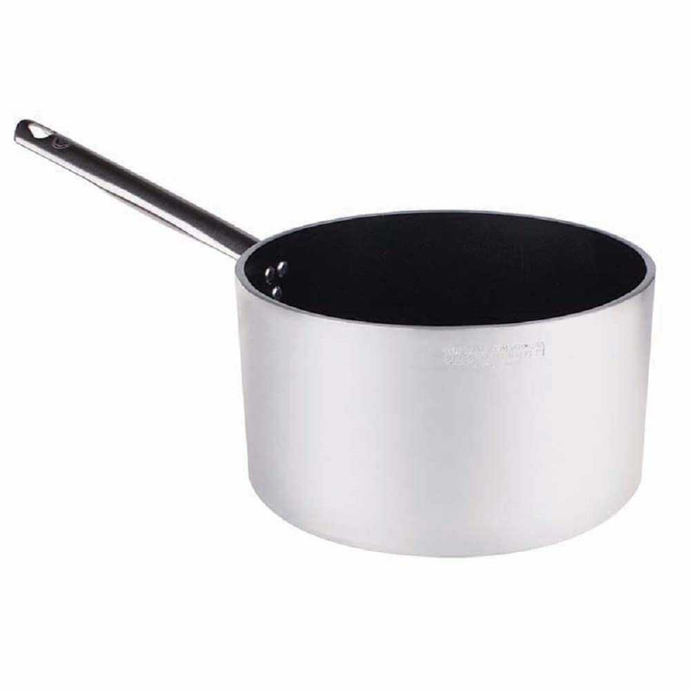 Agnelli Aluminium Kochtopf 24 Cm – Mit Induktionsboden, 1 Griff, Made In Italy, Silber/schwarz