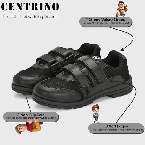 Image of Centrino Unisex-Child Uniform Dress Shoe| School Shoes | Soft Cushioned Memory Foam Heel Pad Support | Anti Bacterial Insole | Kid's | Boy's | Girl's | Children |Uniform Shoes | Lightweight | Velcro |Easy Wear & Care| Formal Shoes | Non-Marking Sole | Padded Textured Heel Grip Lining | Breathable | All Day Comfort (8124)