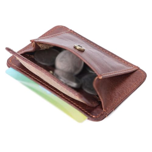 Vintage Oil Wax Canvas -thin Card Cover Men's and Women's Leather Credit Card Bag Coin Bag(Gray)4