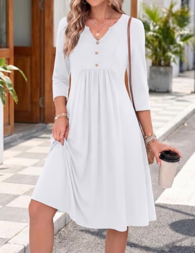 Image of Zeagoo Womens Dresses 3 /4 Sleeve Casual Fall A Line Midi Dress with Pockets