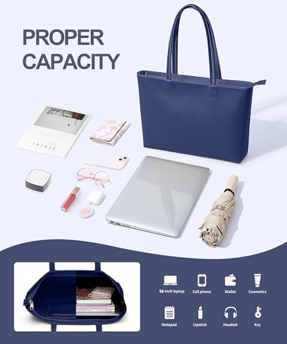 Image of KALIDI Tote Bag Zipper Shoulder Bag Faux Leather Purses Satchel for Women Casual Handbag Work Dating College