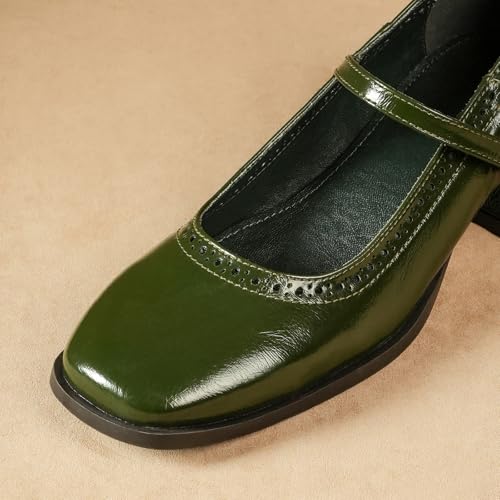 Image of Theater Miss Newton Mary Jane Block Heels with Vintage Textured Detailing for Women | Adjustable Cross-Strap Buckle and Comfort Sole for Office, Formal