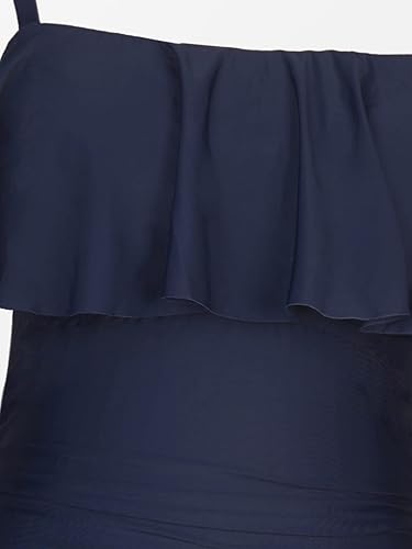 Miniatura 7 de CUPSHE Traje de baño de una pieza para mujer, talla grande, con volantes y fruncido en la parte delantera, control de abdomen