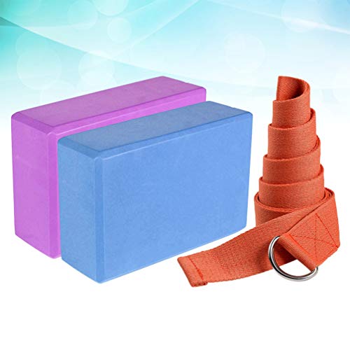 Conjunto de 2 blocos de ioga de EVA da Besportble, conjunto de 2 tiras para ioga com anel em D – Blo